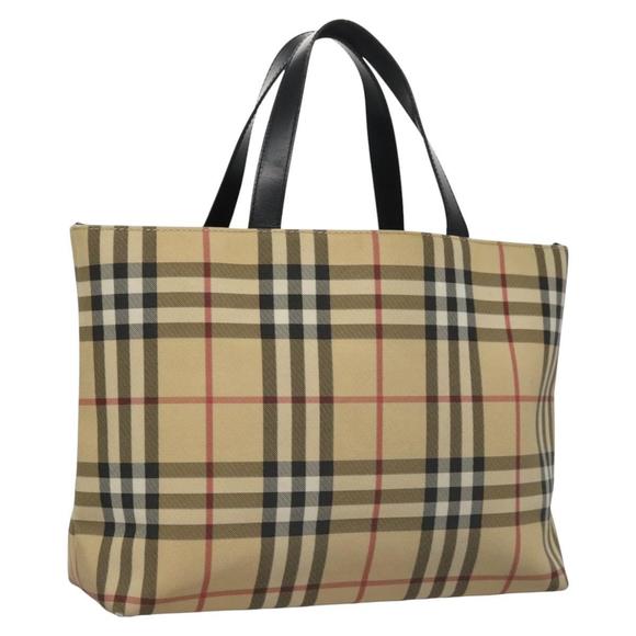 BURBERRY Nova Check Hand Bag PVC Beige Auth 110222 - Picture 1 of 16
